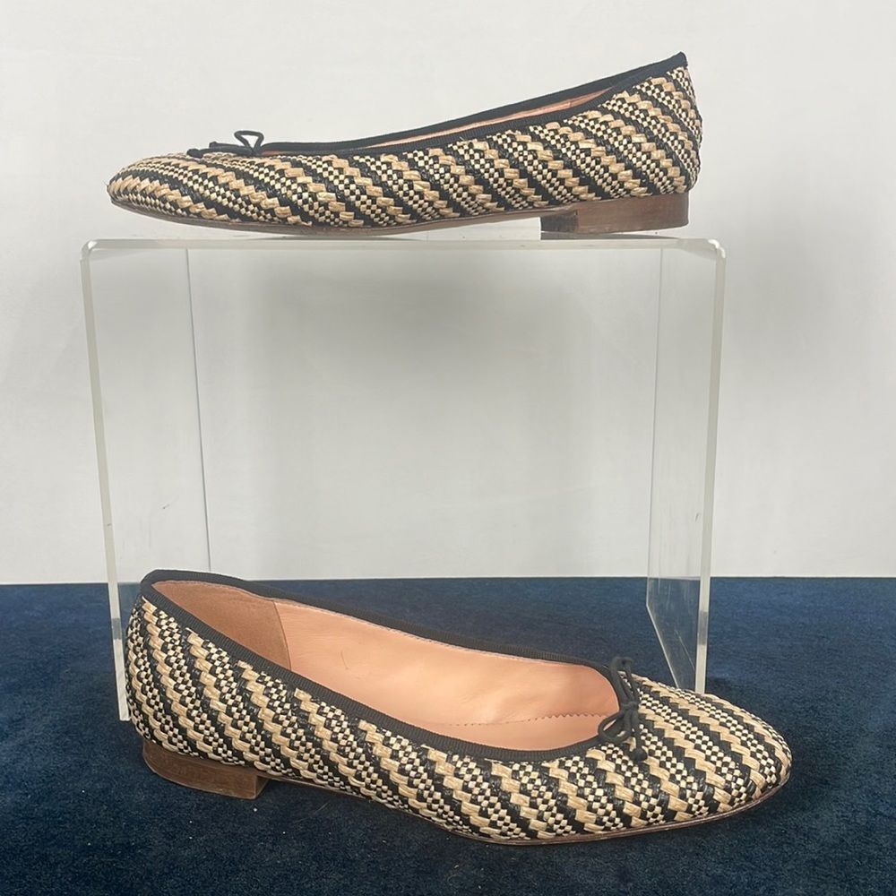 J Crew Black Cream Woven Flat Shoes